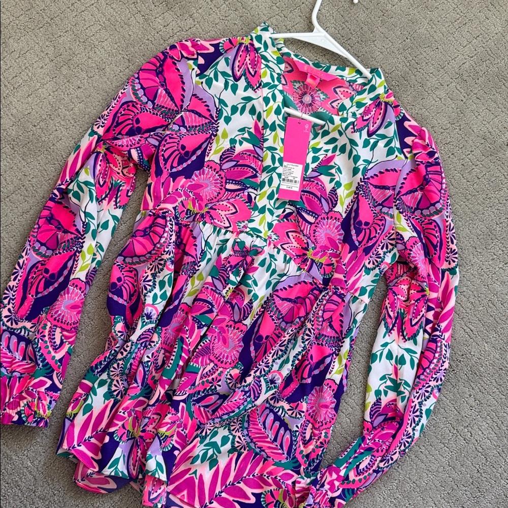 Lilly Pulitzer Pink and Green Floral shirt
